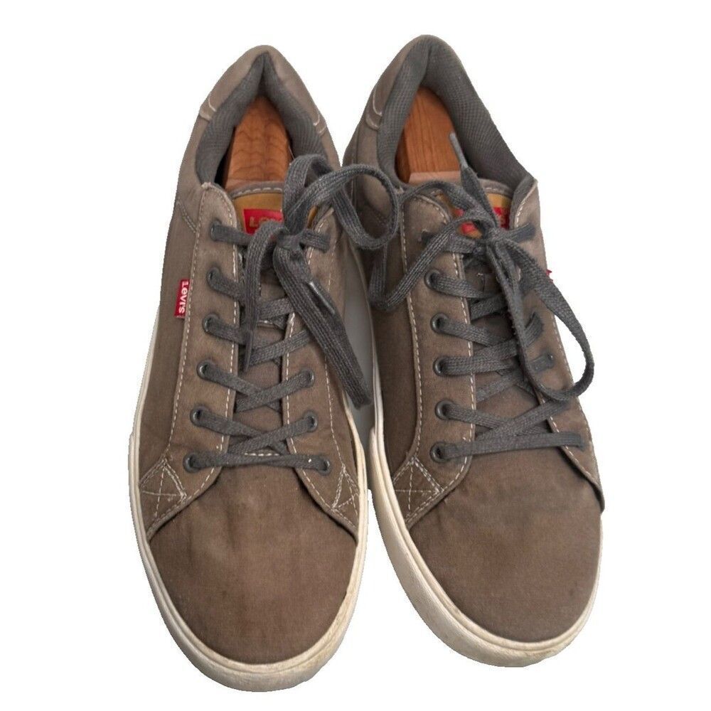 Levi Strauss Men’s Low Top Canvas Shoes Khaki Greenish Brown US Size 12 GUC-